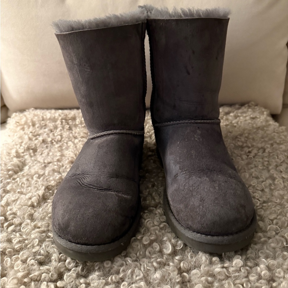 UGG Gray Suede Boots with Bows